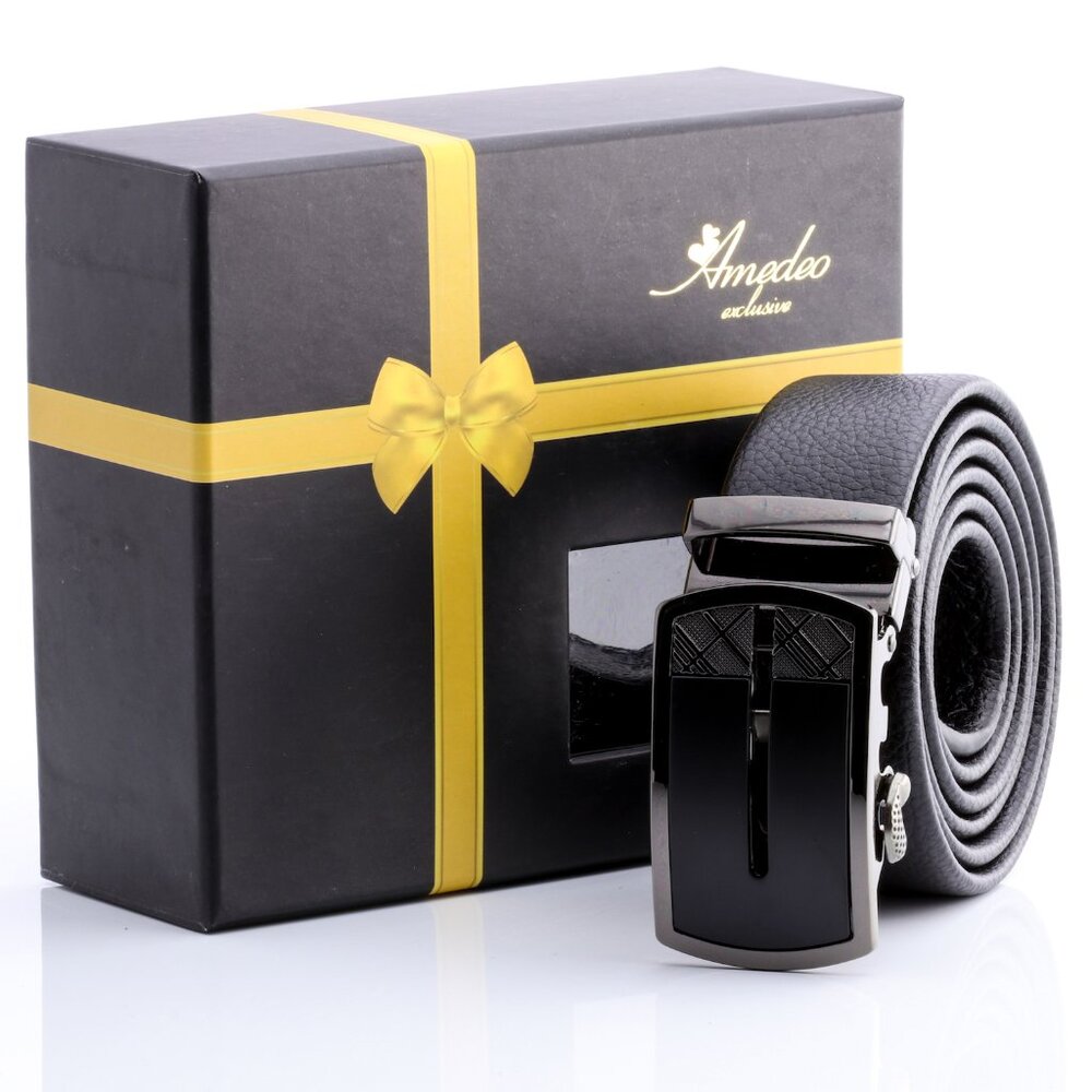 Black & Gunmetal Automatic Ratchet SMART Belt – No Holes Perfect Fit, Premium